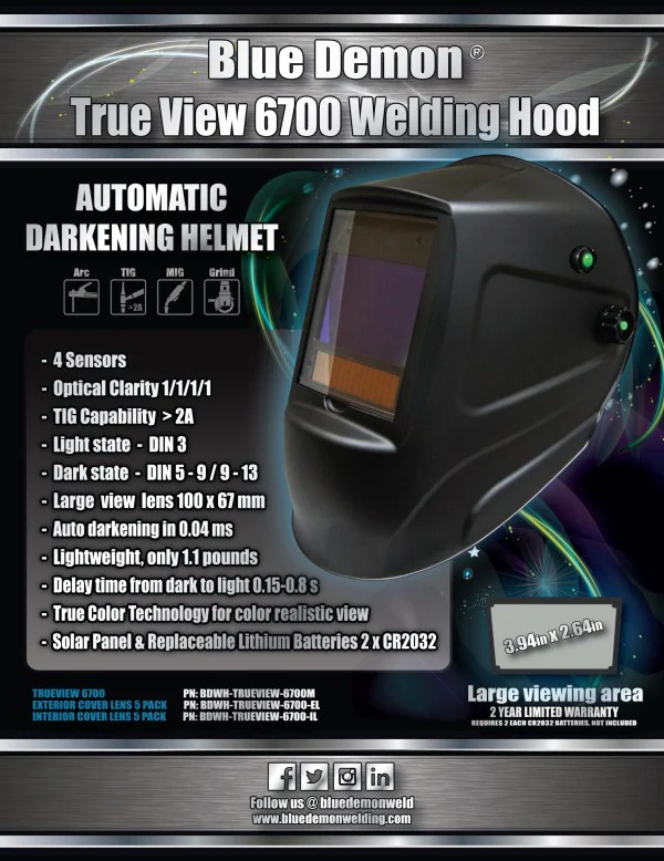 Blue Demon True View 6700M Welding Hood - Image 3